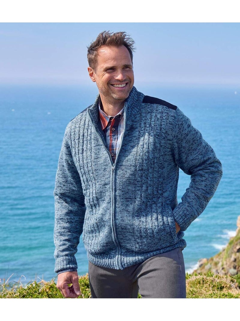 Blouson tricot doublé polaire   - atlas for men Bleu - Kiabi