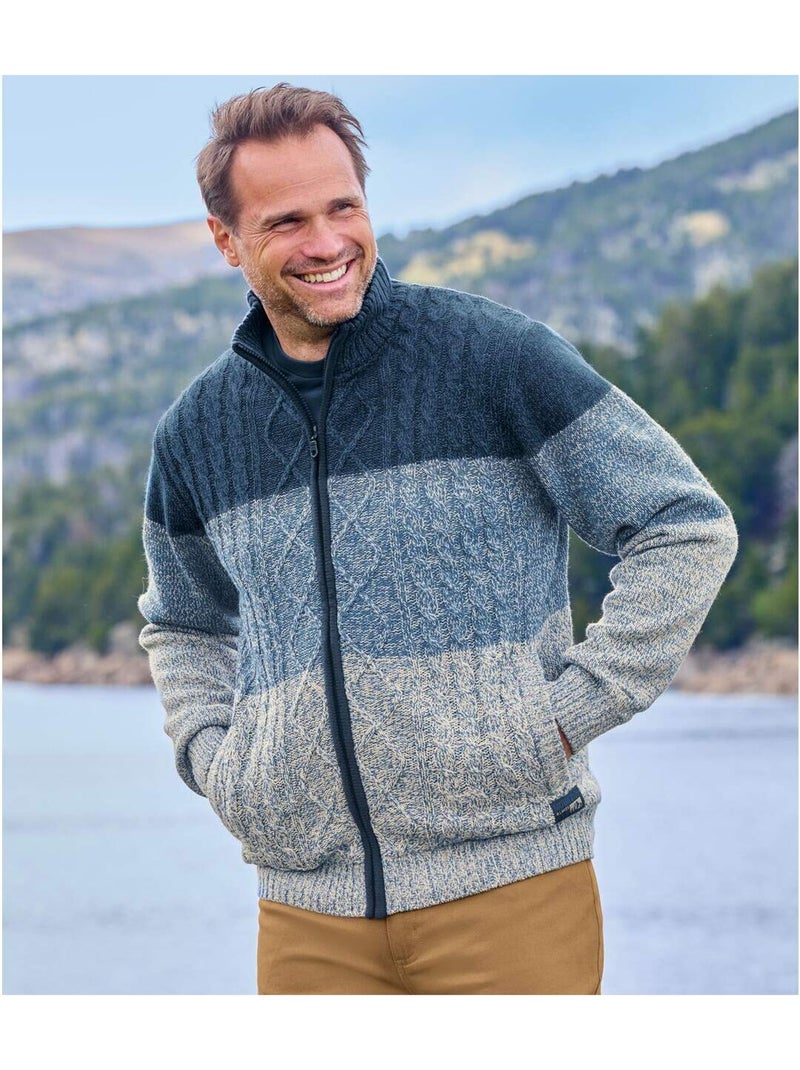 Blouson tricot doublé sherpa mountain   - atlas for men Bleu - Kiabi