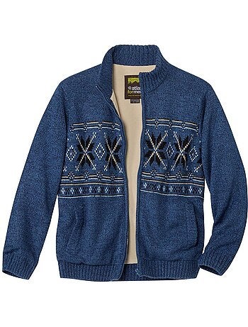 Blouson tricot jacquard doublé polaire - atlas for men