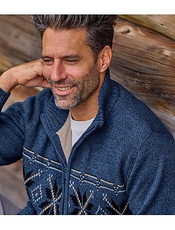 Blouson tricot jacquard doublé polaire - atlas for men