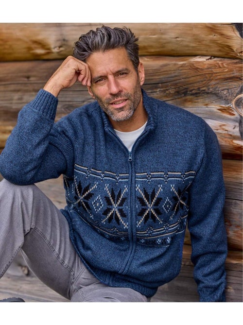 Blouson tricot jacquard doublé polaire - atlas for men - Kiabi Blouson tricot jacquard doublé polaire - atlas for men - Kiabi
