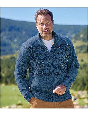 Blouson Tricot Jacquard Doublé Sherpa - ATLAS FOR MEN