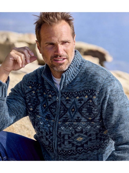 Blouson Tricot Jacquard Doublé Sherpa - ATLAS FOR MEN - Kiabi Blouson Tricot Jacquard Doublé Sherpa - ATLAS FOR MEN - Kiabi