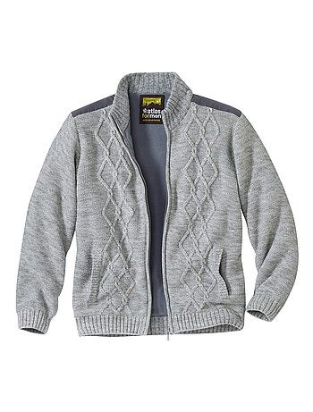 Blouson Tricot Zippé Doublé Polaire - ATLAS FOR MEN