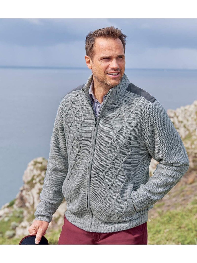 Blouson tricot zippé doublé polaire  - atlas for men Gris - Kiabi