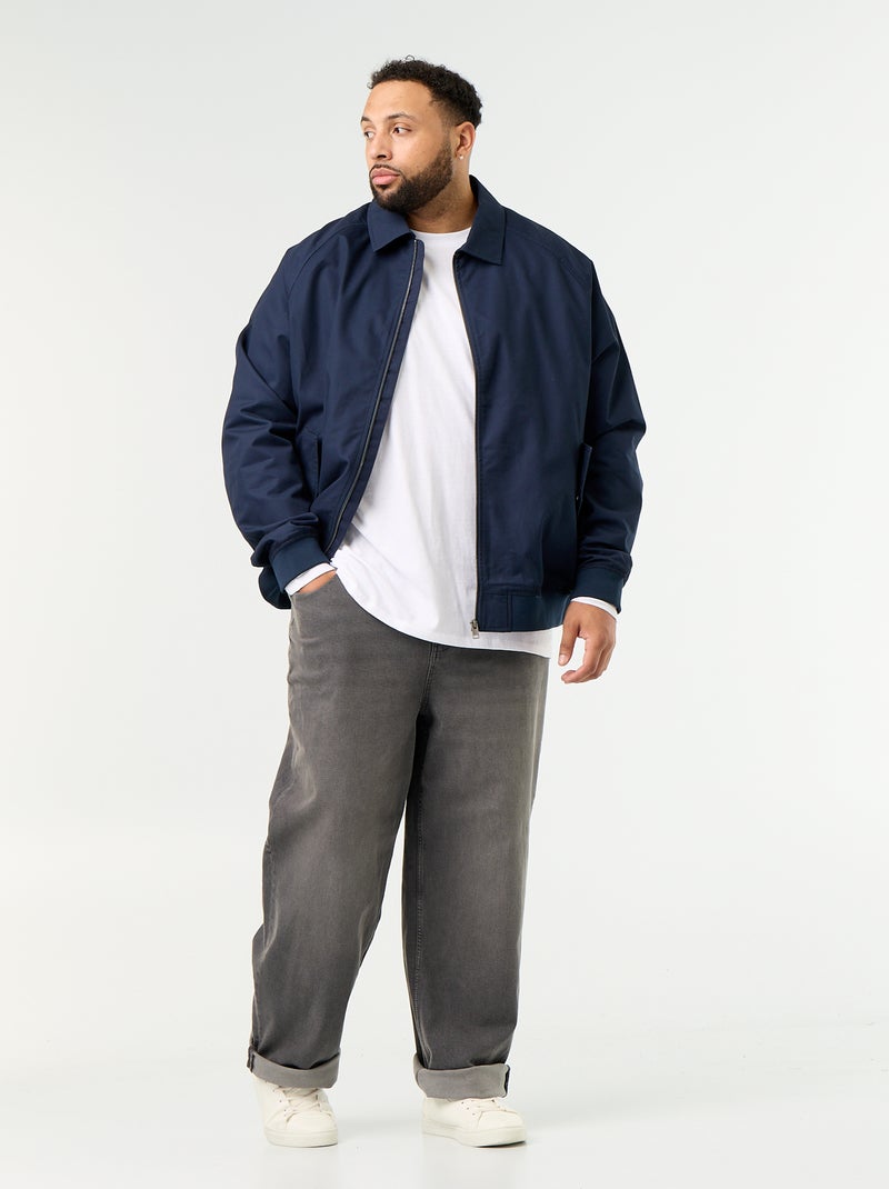 Blouson uni court Bleu - Kiabi