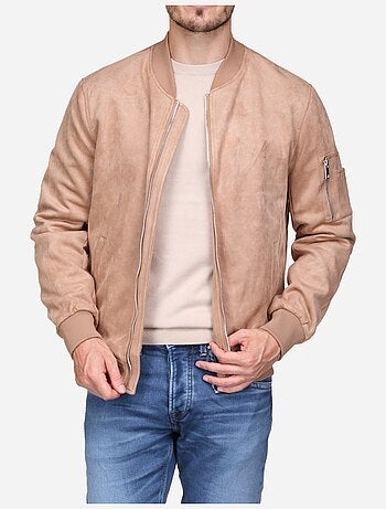 Blouson uni en suédine - frilivin