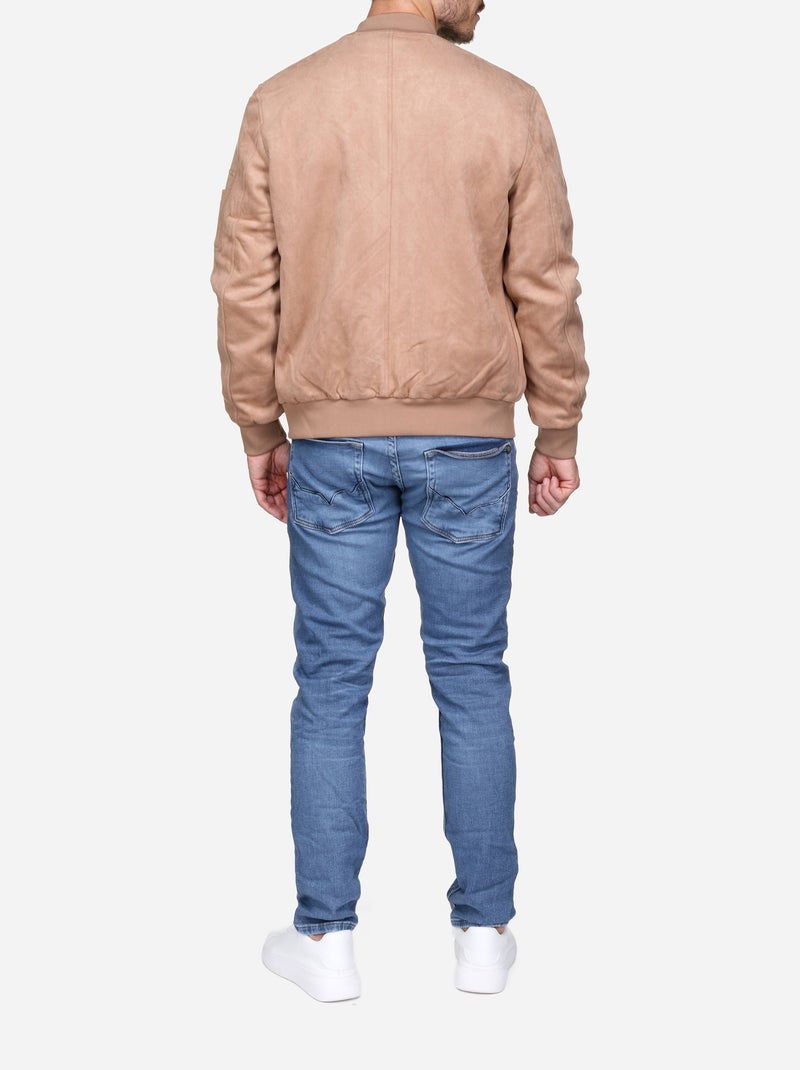 Blouson uni en suédine - Frilivin Crème - Kiabi