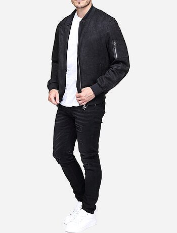 Blouson uni en suédine - Frilivin
