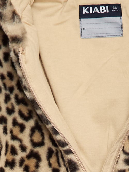 Blouson zippé à capuche en fausse fourrure - Kiabi