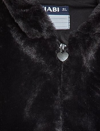 Blouson zippé à capuche en fausse fourrure