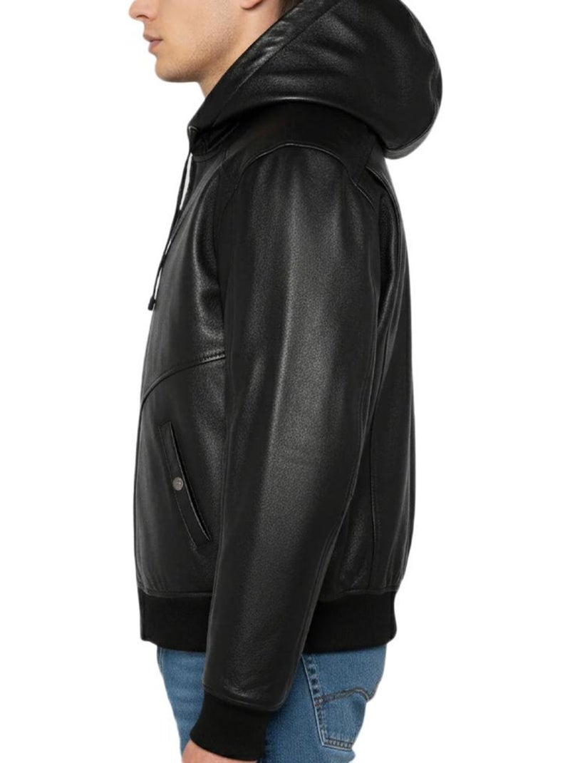 Blousons Homme Schott Cuir Noir - Kiabi