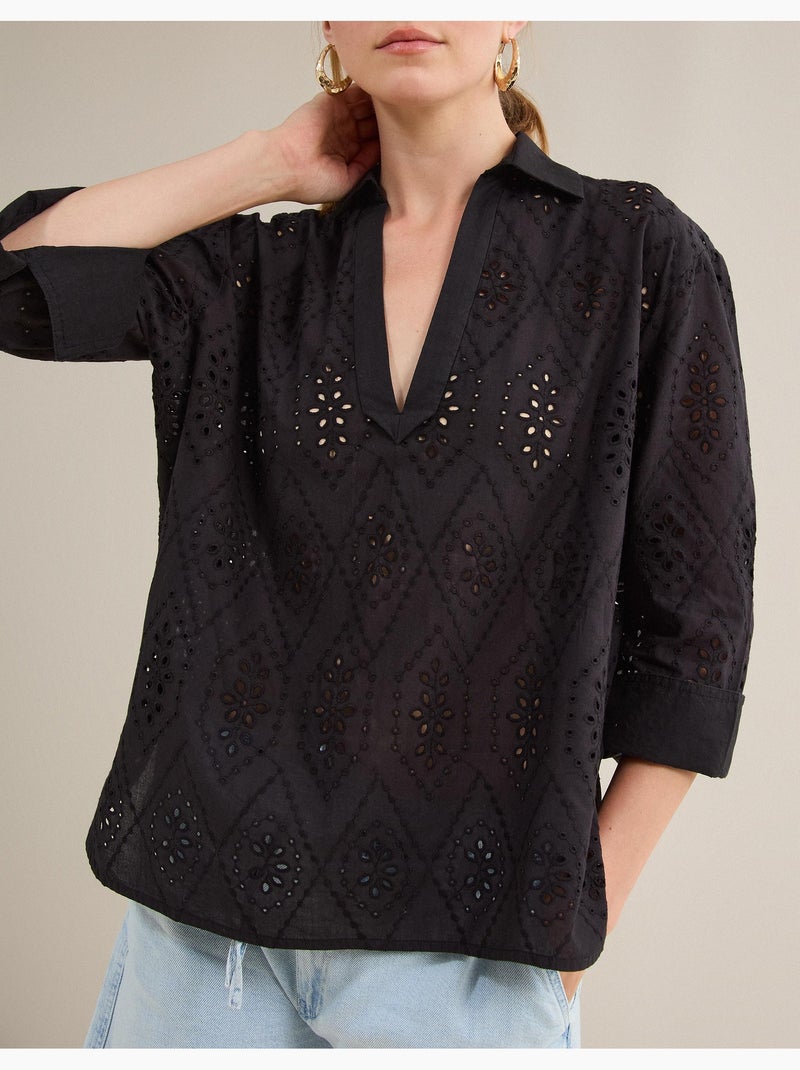 Blus met borduurwerk, MO Fashion Zwart - Kiabi