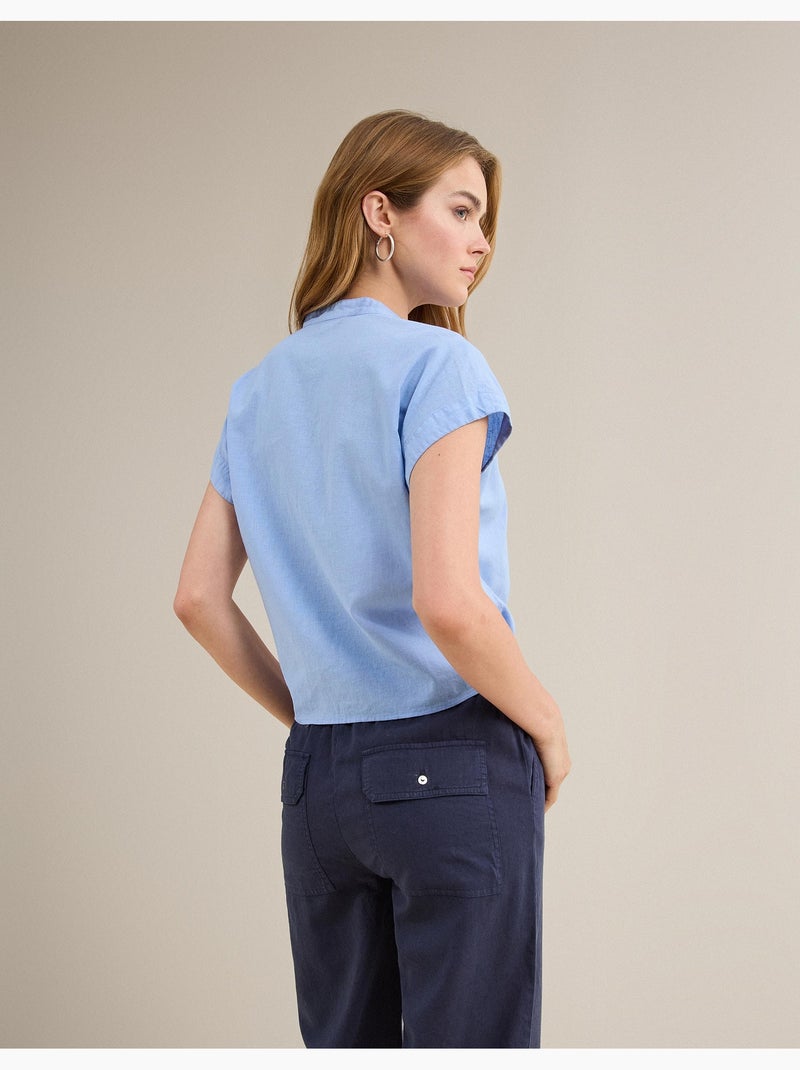 Blus met linnen, MO Fashion Blauw - Kiabi