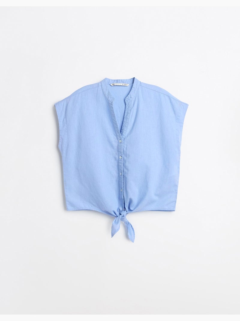 Blus met linnen, MO Fashion Blauw - Kiabi