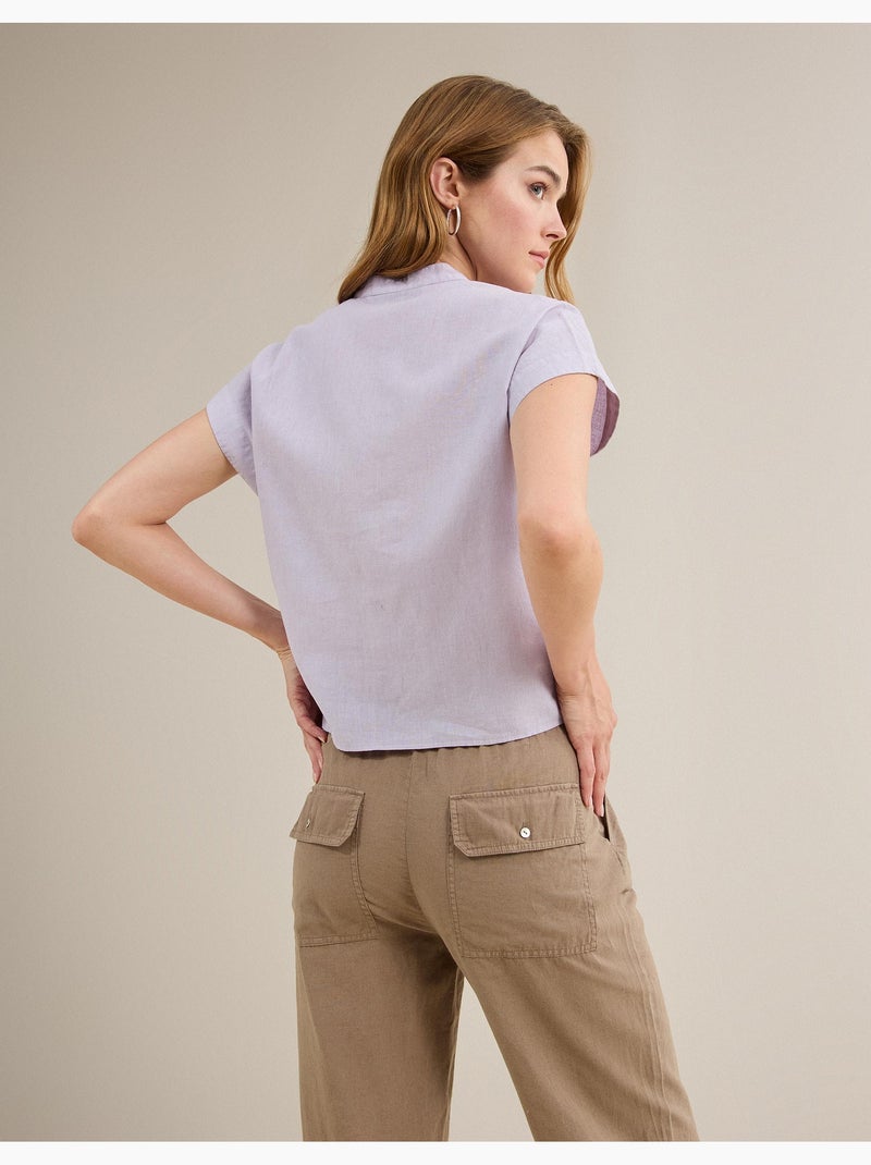 Blus met linnen, MO Fashion Paars - Kiabi