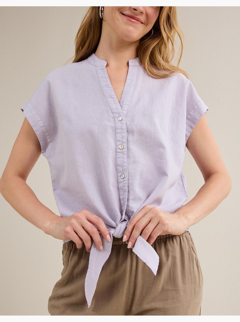 Blus met linnen, MO Fashion Paars - Kiabi