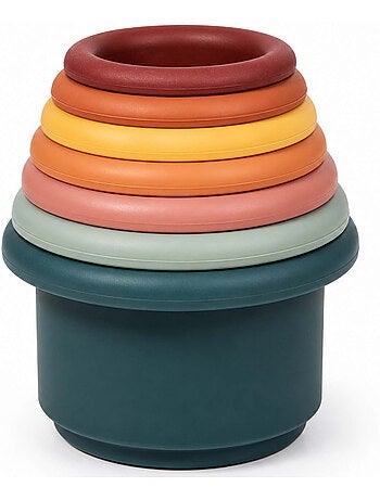 Bo jungle | gobelets empilables en silicone bébé jeu d'éveil et de bain