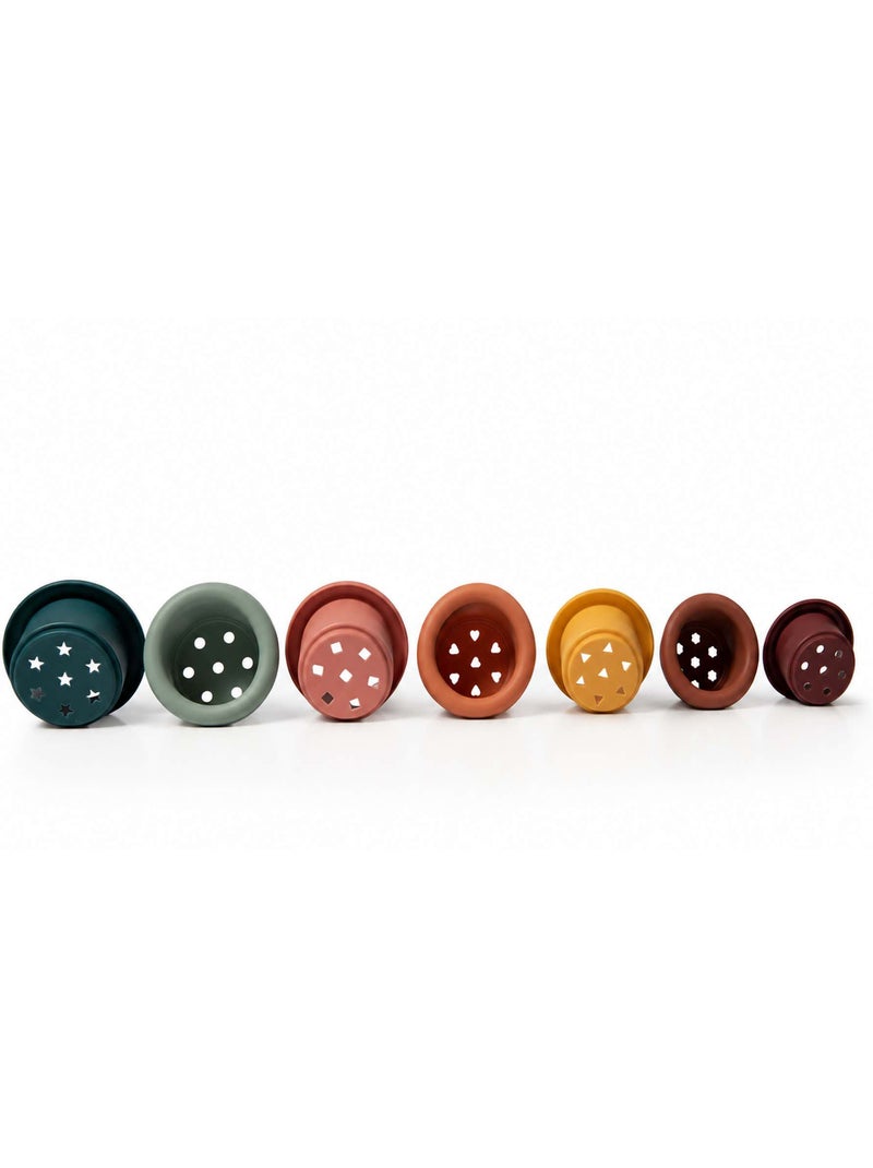 Bo jungle | gobelets empilables en silicone bébé jeu d'éveil et de bain Marron - Kiabi
