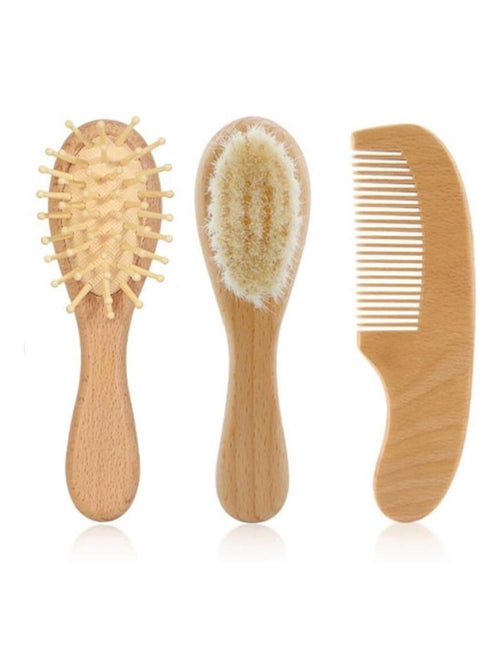 Bo jungle | set brosses et peigne en bois naturel pour bébé - Kiabi