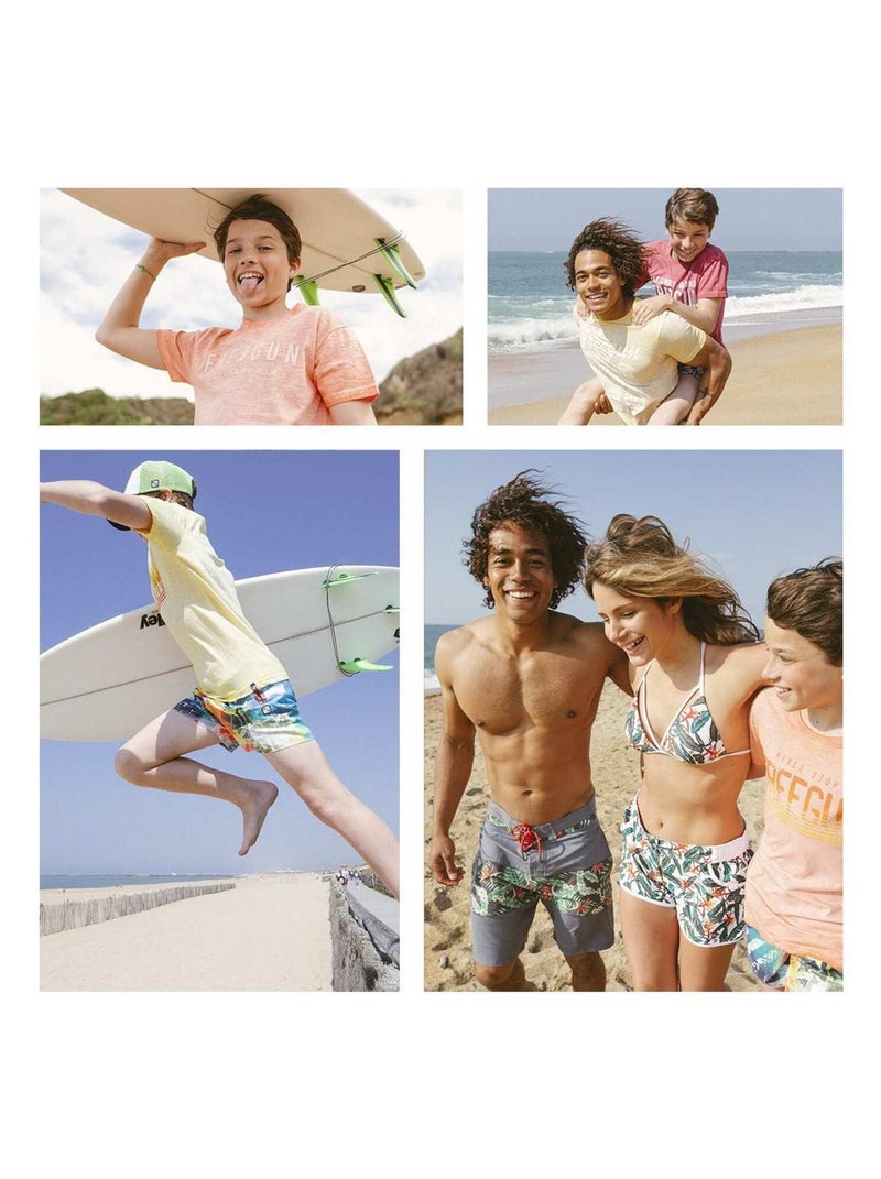 Boardshort court garçon avec ceinture demi-élastiquée freegun Orange - Kiabi