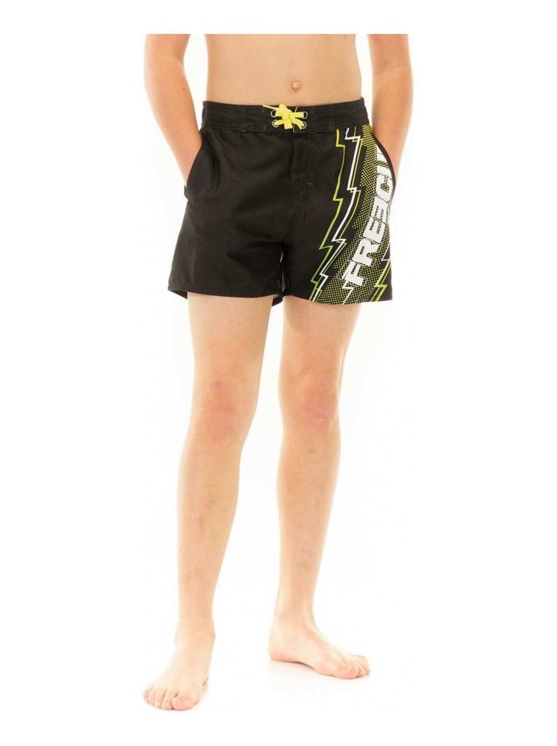 Boardshort court garçon ceinture demi-élastiquée eclair freegun Noir - Kiabi