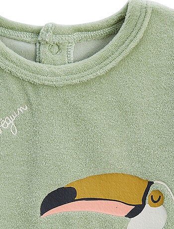 Boavista 2-delige velours kinderpyjama met oprolbare voetjes