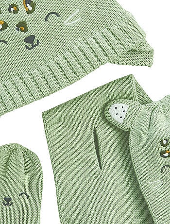 Boavista gebreide babymuts, wantjes en sjaal set