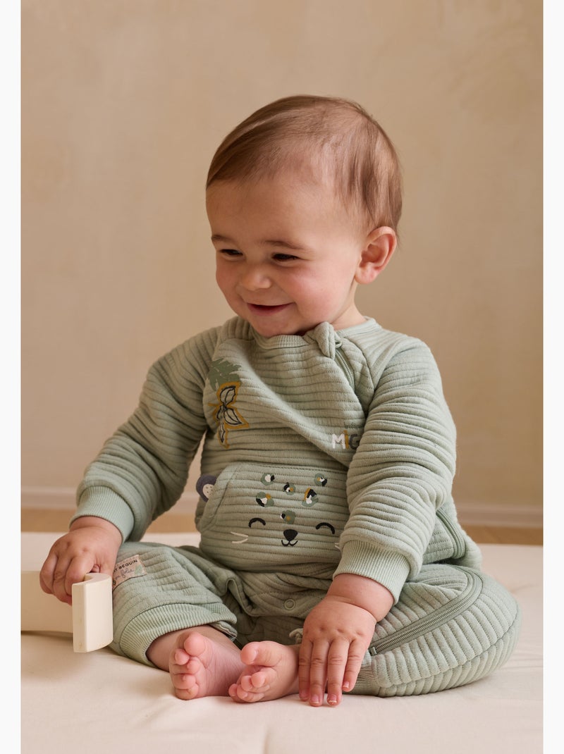 Boavista gewatteerde katoenen babyromper Kaki - Kiabi