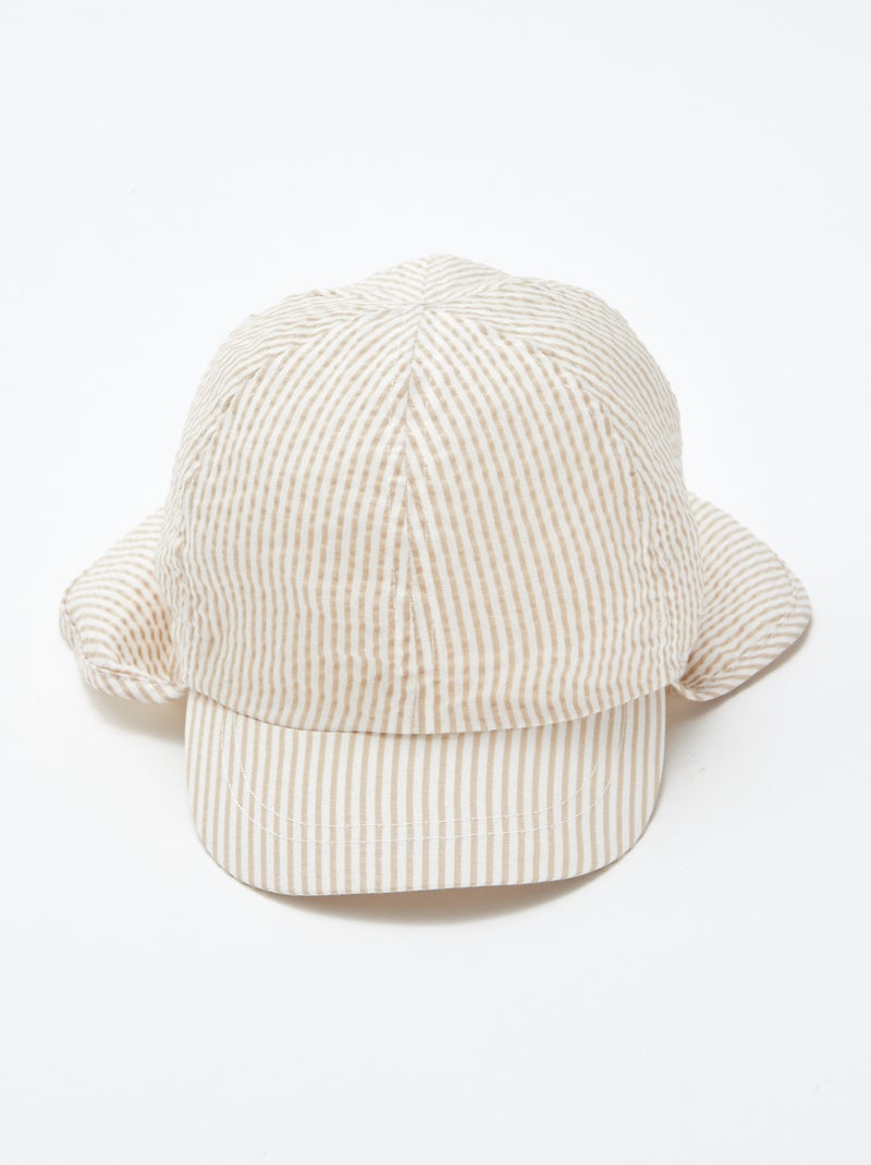 Bob casquette rayé en seersucker Beige - Kiabi