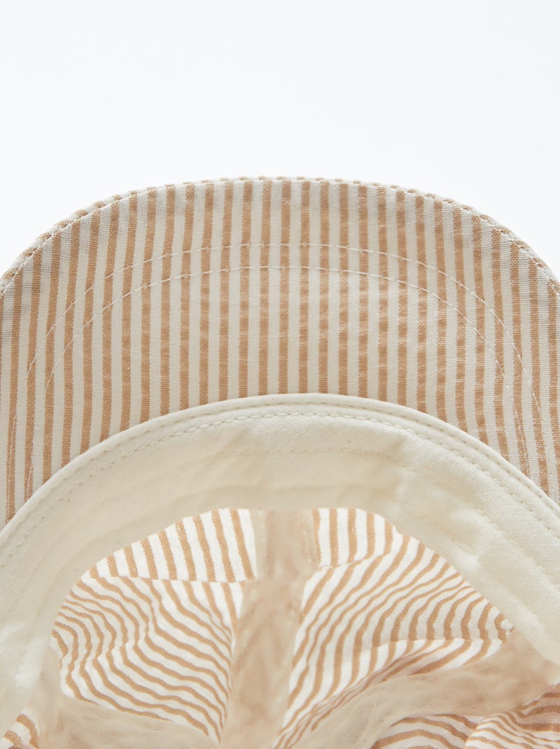 Bob casquette rayé en seersucker Beige - Kiabi