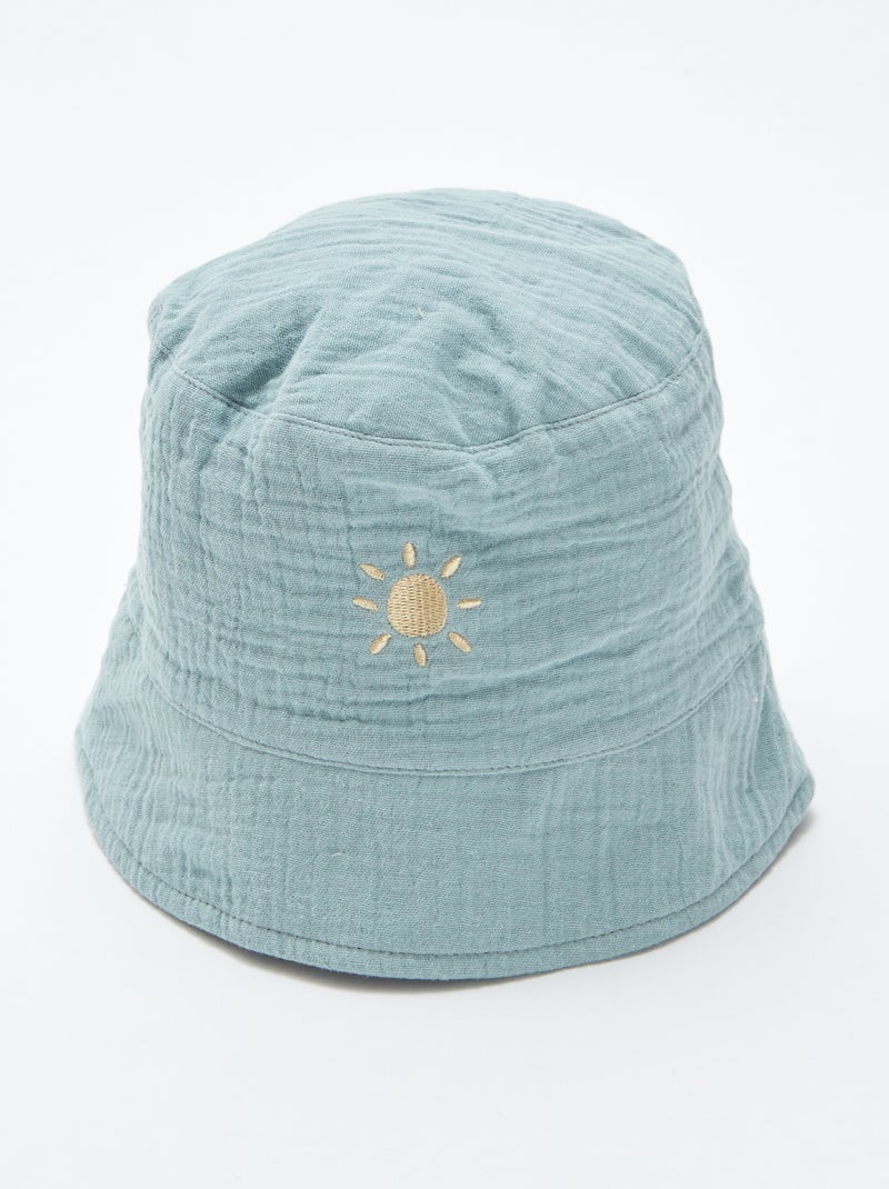 Bob en gaze de coton avec broderie soleil BLEU - Kiabi