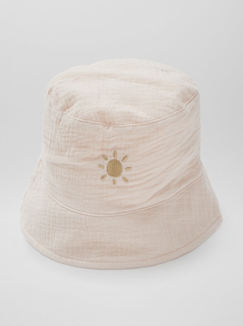 Bob en gaze de coton avec broderie soleil ROSE - Kiabi