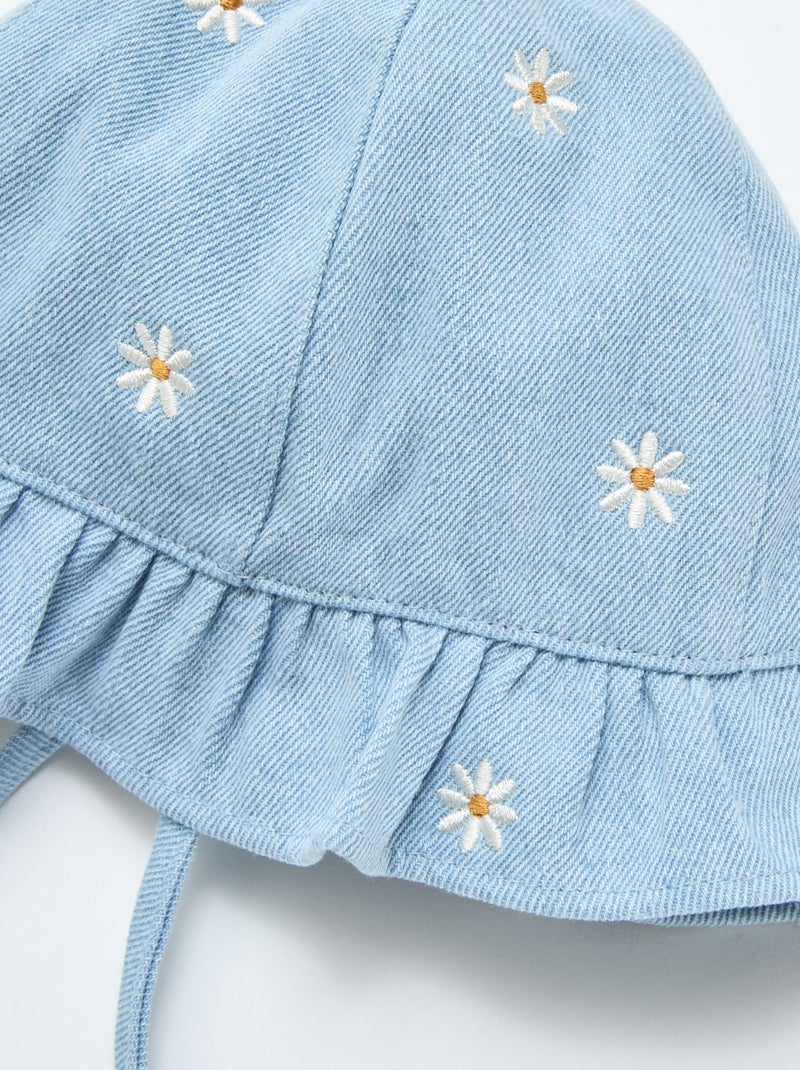 Bob en jean brodé à fleurs Bleu - Kiabi