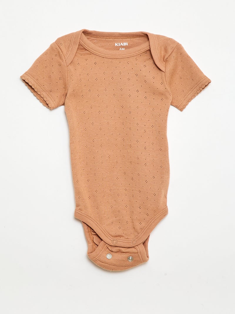 Bodies évolutif en maille unie - Lot de 3 Beige - Kiabi
