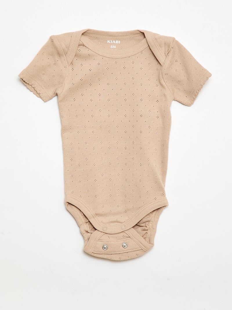 Bodies évolutif en maille unie - Lot de 3 Beige - Kiabi