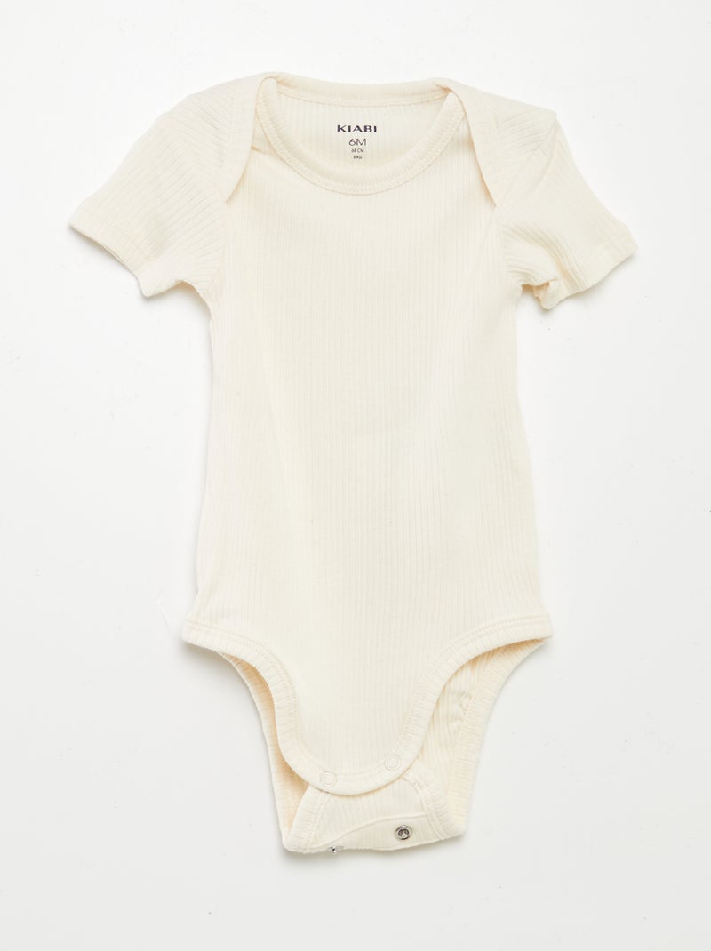 Bodies évolutif en maille unie - Lot de 3 Beige - Kiabi