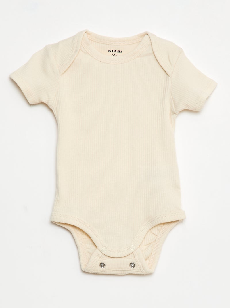 Bodies évolutif en maille unie - Lot de 3 Beige - Kiabi