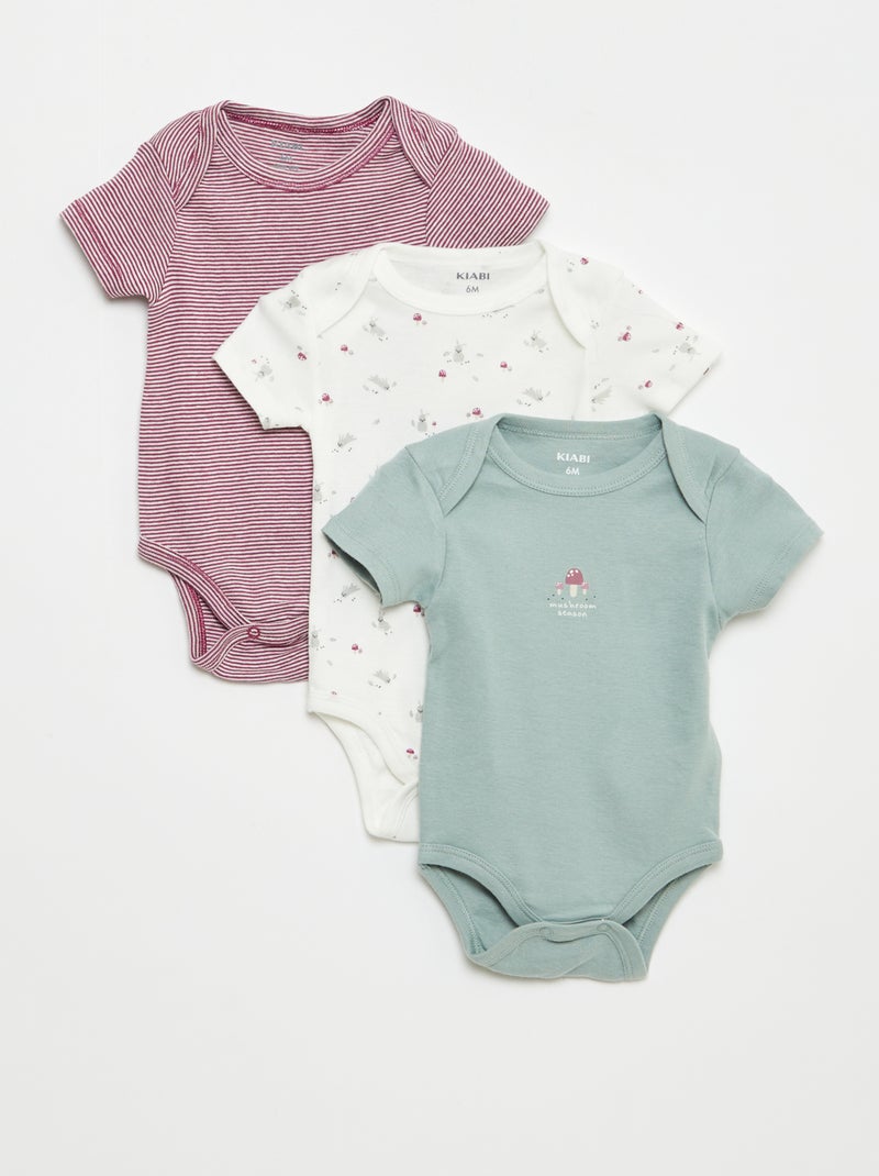 Bodies imprimés en coton - lot de 3 Blanc - Kiabi