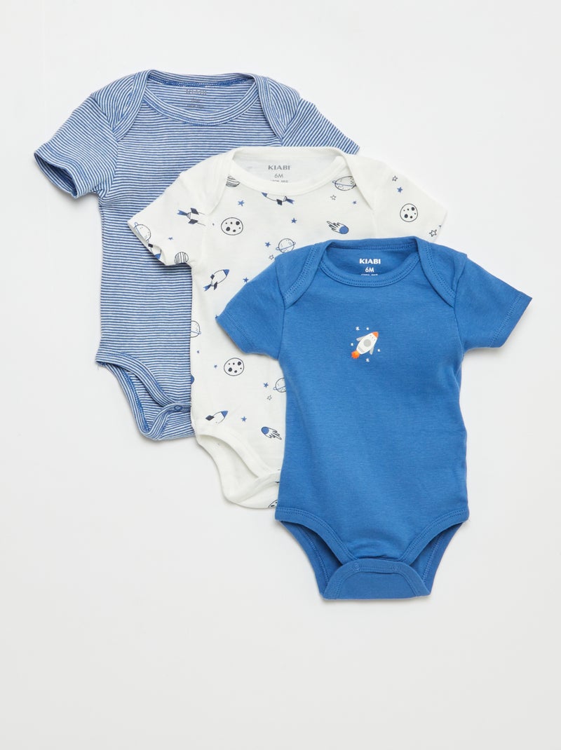 Bodies imprimés en coton - lot de 3 Blanc - Kiabi