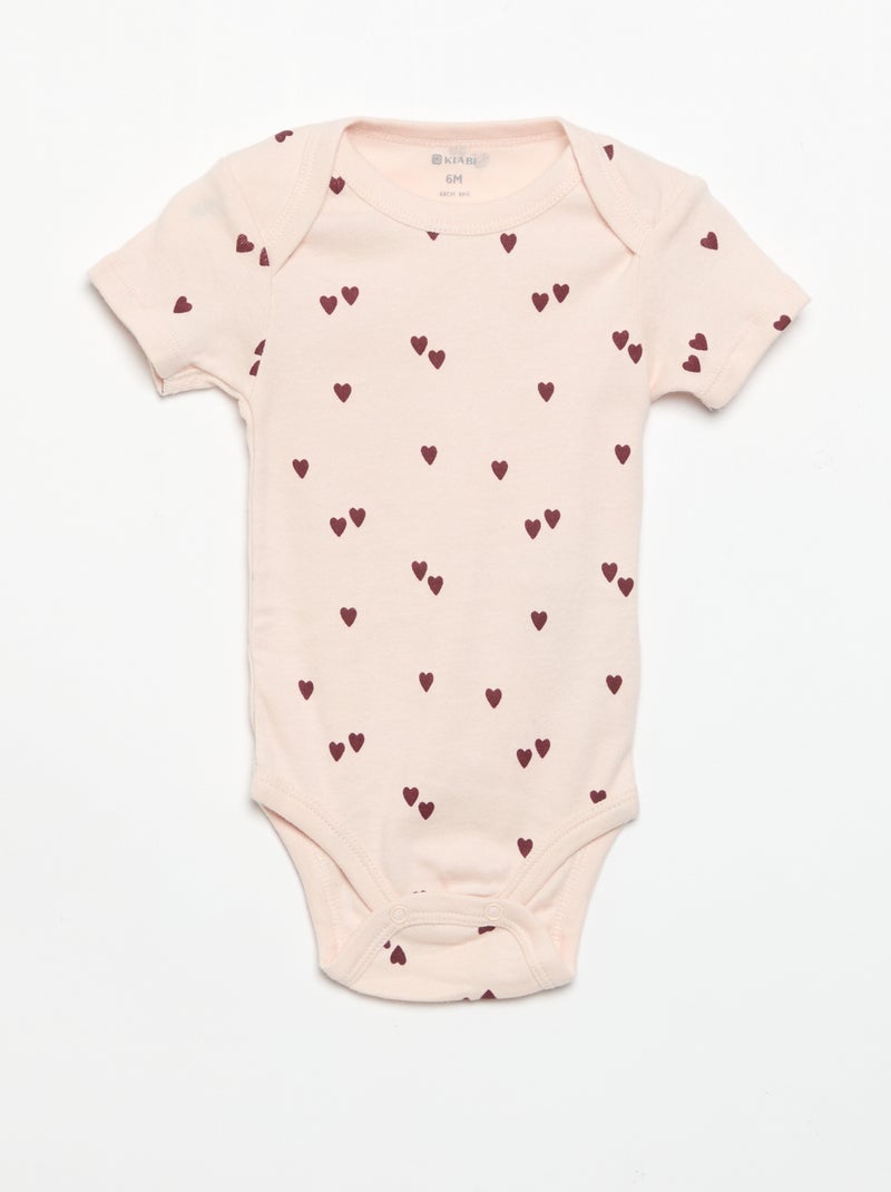 Bodies imprimés en coton - lot de 3 Rose - Kiabi