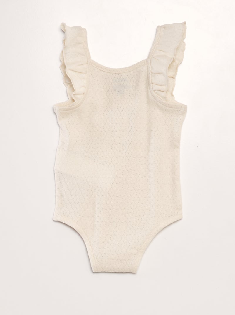 Body à bretelles en maille pointelle Beige - Kiabi