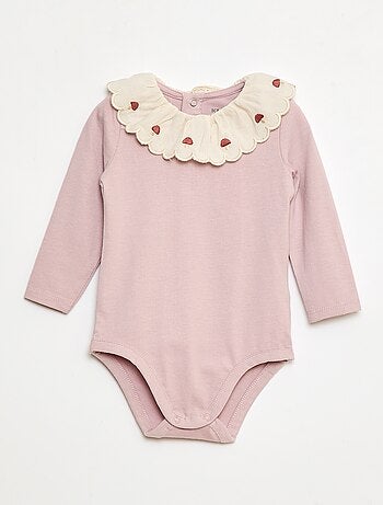 Body à col fantaisie brodé en coton
