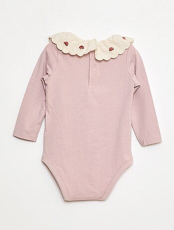 Body à col fantaisie brodé en coton