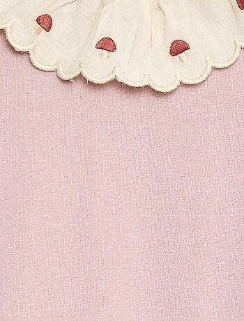 Body à col fantaisie brodé en coton