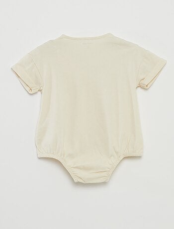 Body à manches courtes à revers et broderie devant