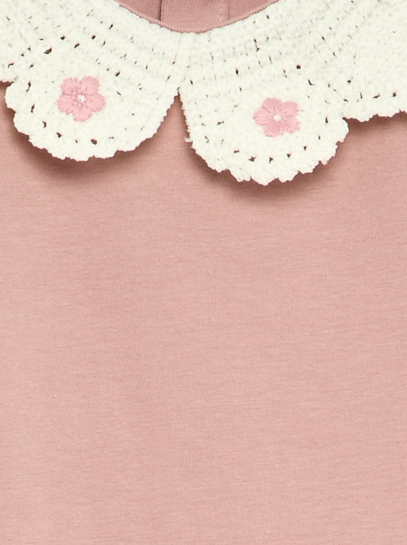 Body à manches longues avec col en macramé Rose - Kiabi