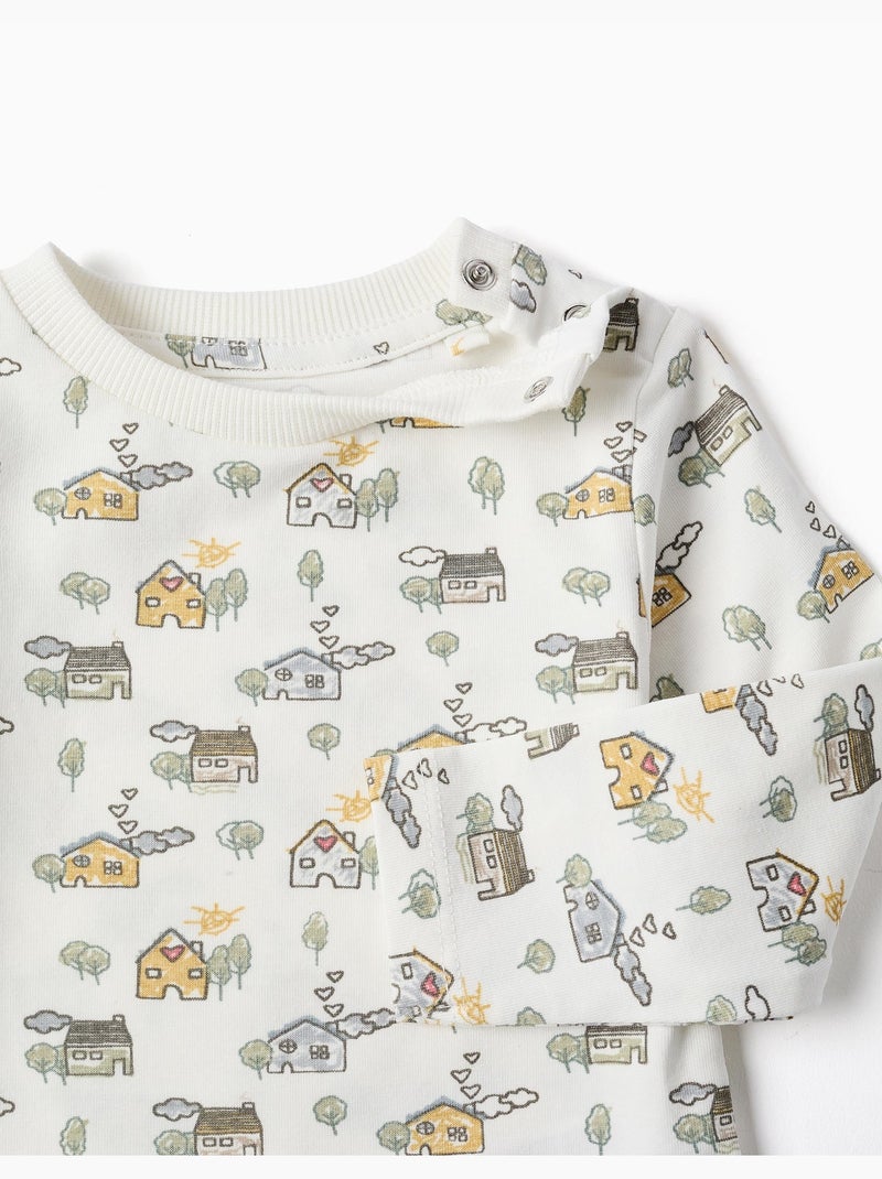 Body à manches longues avec motif maison et arbre Blanc - Kiabi