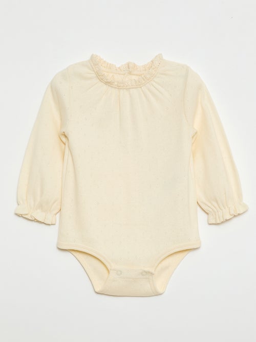 Body à manches longues en maille pointelle - Kiabi