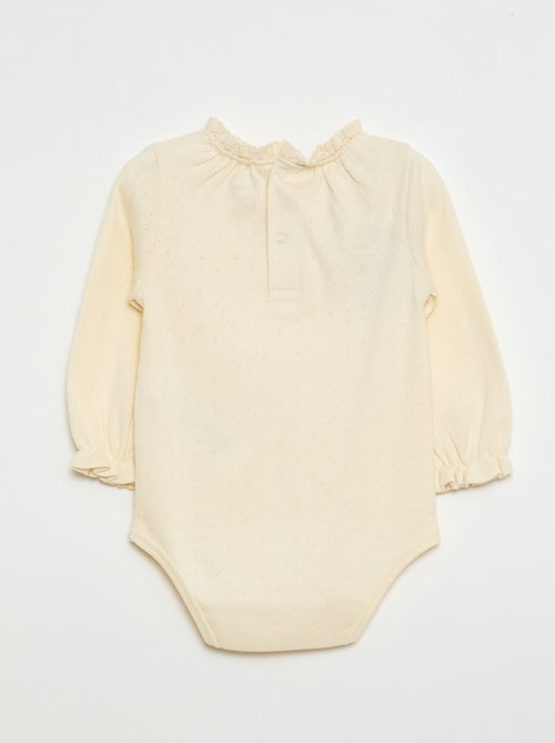 Body à manches longues en maille pointelle - Kiabi